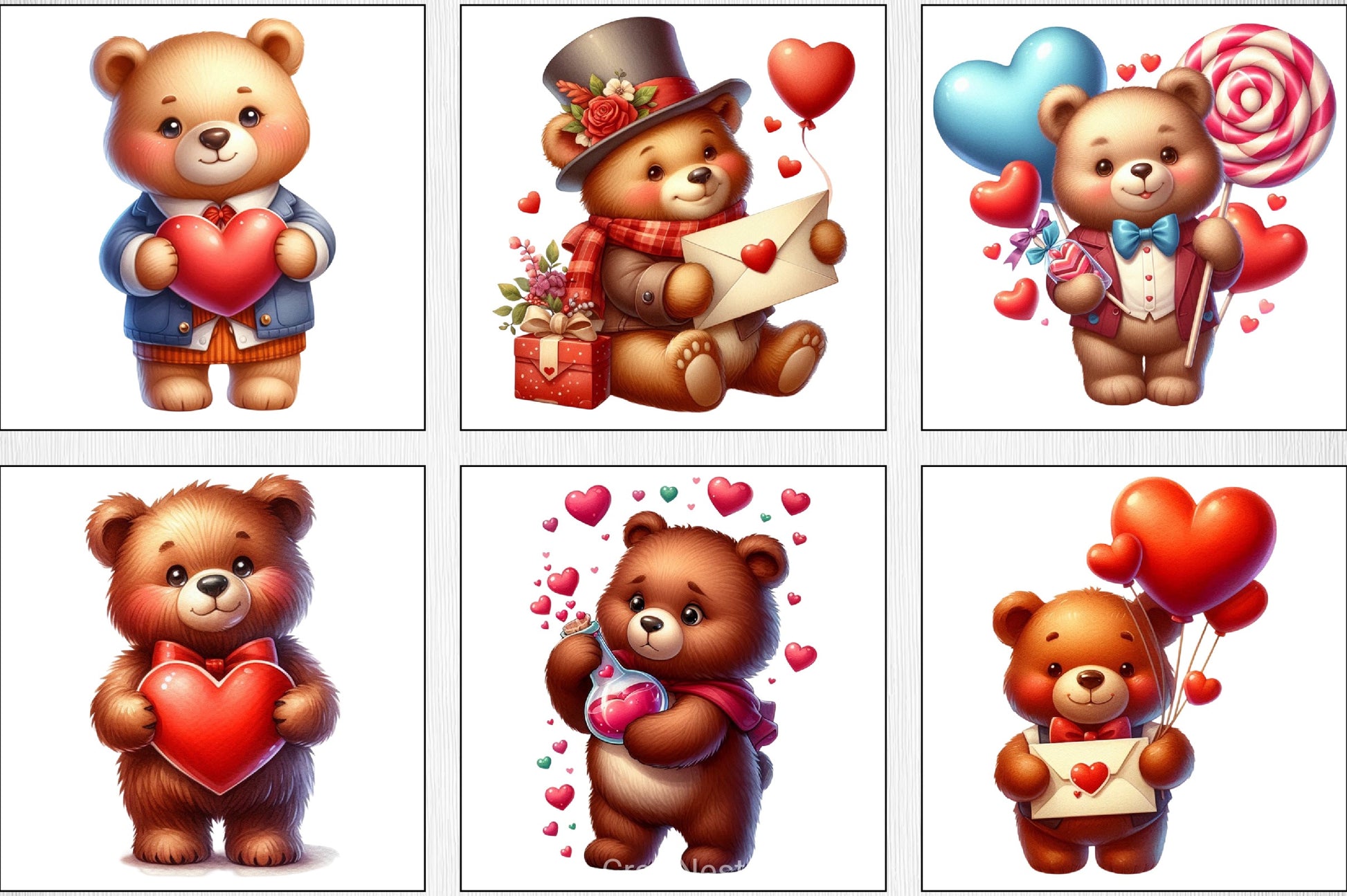 Valentine's Day Teddy Bear Clipart Bundle - CraftNest - Digital Crafting and Art