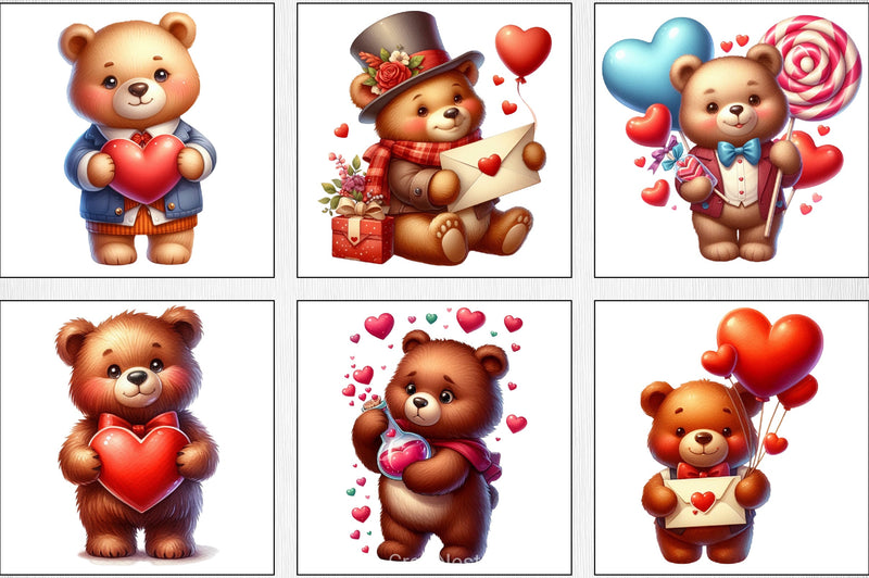 Valentine's Day Teddy Bear Clipart Bundle - CraftNest - Digital Crafting and Art