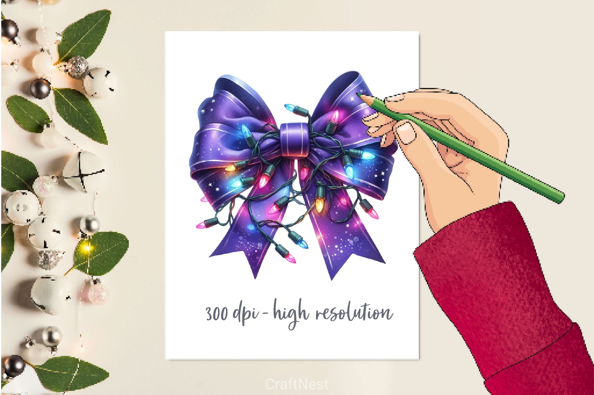 Christmas Purple Bow Clipart Bundle - CraftNest - Digital Crafting and Art