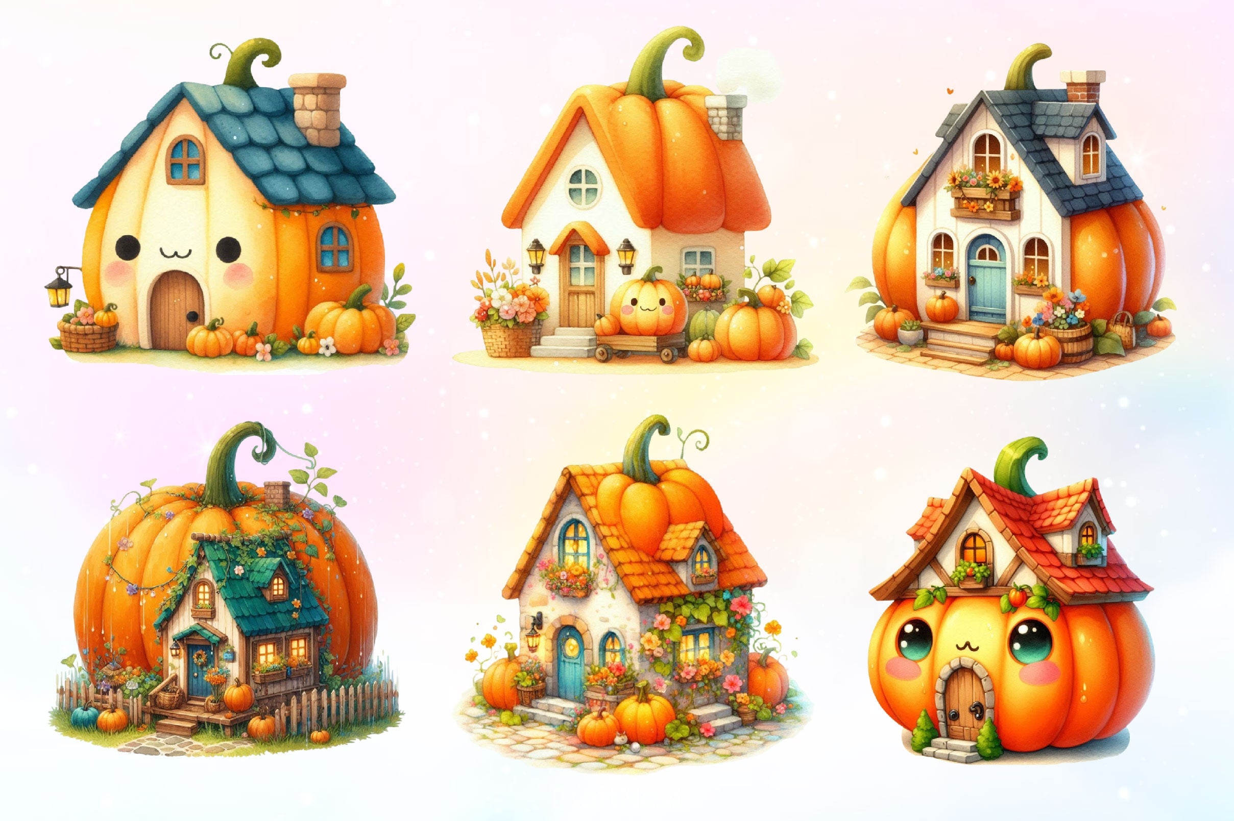Pumpkin Cottage Clipart Bundle 2 - CraftNest - Digital Crafting and Art