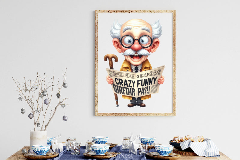 Funny Newspaper Grandpa Clipart Bundle 2 - CraftNest - Digital Crafting and Art