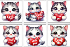 Love You Cat Valentine's Clipart Bundle 5 - CraftNest - Digital Crafting and Art