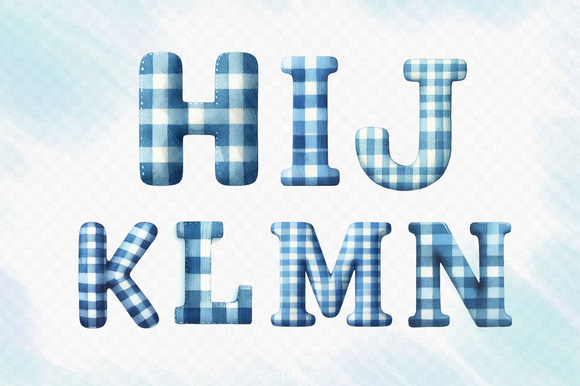 Blue Gingham Alphabet Clipart Bundle - CraftNest - Digital Crafting and Art