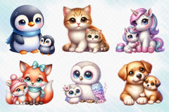 Mama And Baby Animal Clipart Bundle 2 - CraftNest - Digital Crafting and Art