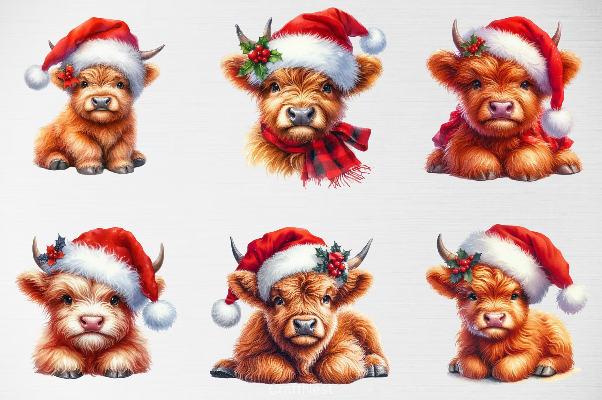 Baby Highland Cow Christmas Clipart Bundle - CraftNest - Digital Crafting and Art