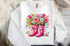 Pink Boots Spring Flowers Clipart Bundle - CraftNest - Digital Crafting and Art