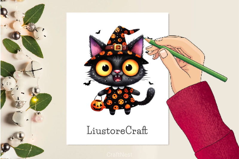 Halloween Funny Black Cat Clipart Bundle - CraftNest - Digital Crafting and Art