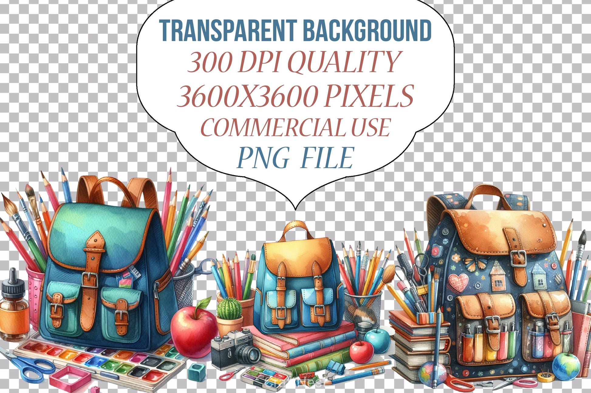 Retro School Bag Clipart Bundle - CraftNest - Digital Crafting and Art