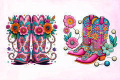 Western Floral Cowboy Boots Clipart Bundle - CraftNest - Digital Crafting and Art