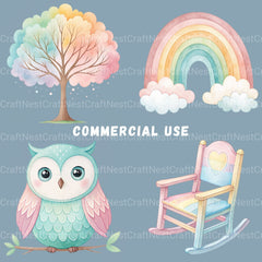 Pastel Nursery Decor Clipart Bundle - CraftNest - Digital Crafting and Art