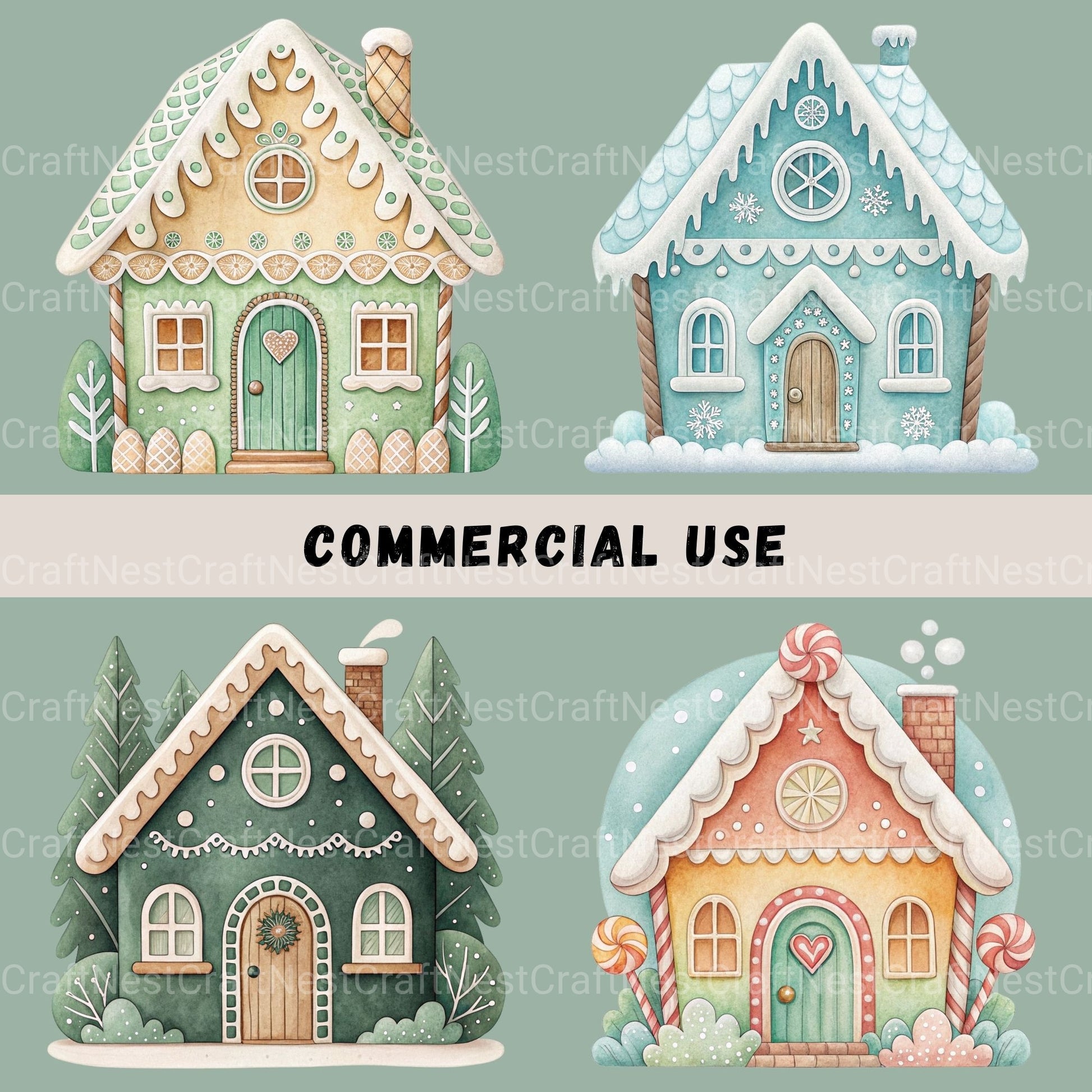 Gingerbread Houses Updated Clipart Bundle - CraftNest - Digital Crafting and Art