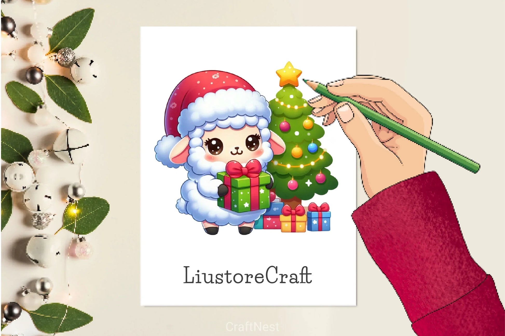 Cute Christmas Sheep Clipart Bundle 2 - CraftNest - Digital Crafting and Art