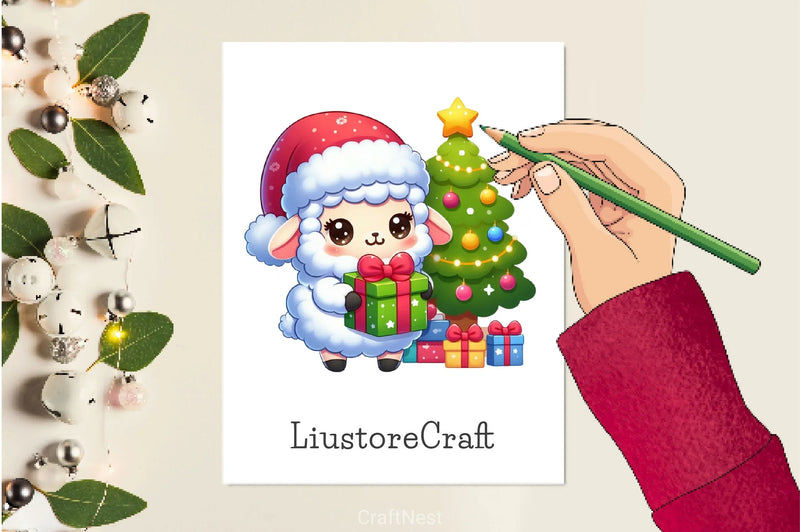 Cute Christmas Sheep Clipart Bundle 2 - CraftNest - Digital Crafting and Art