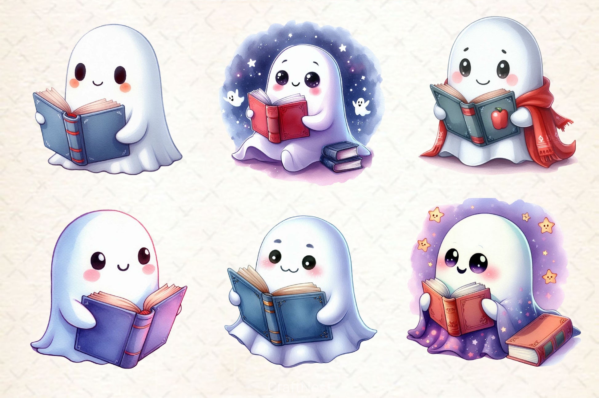 Ghost Reading Book Clipart Bundle 2 - CraftNest - Digital Crafting and Art