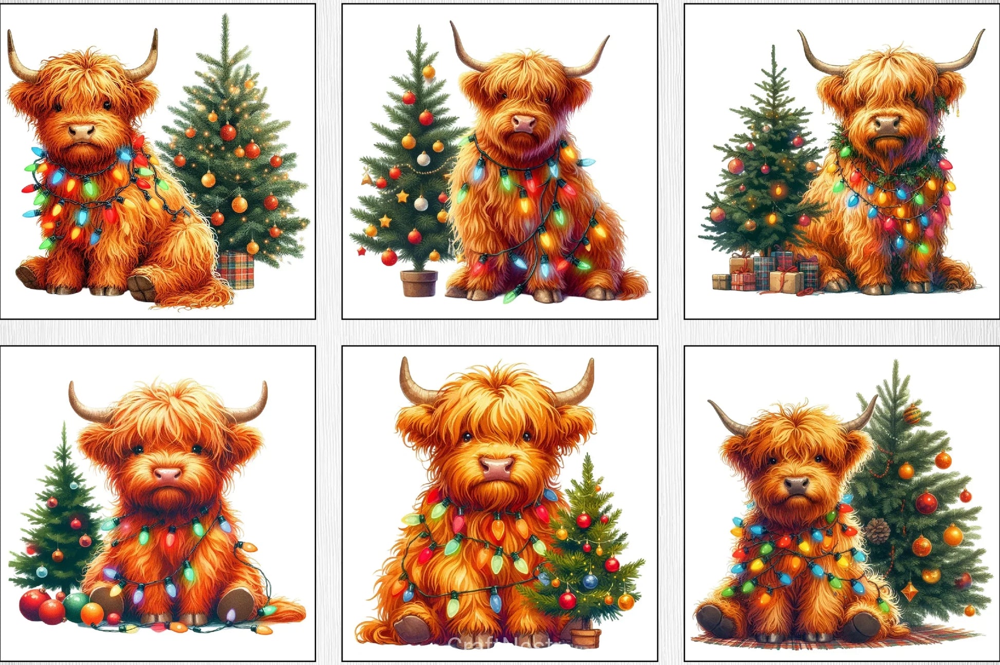 Cute Christmas Highland Cow Clipart Bundle 4 - CraftNest - Digital Crafting and Art