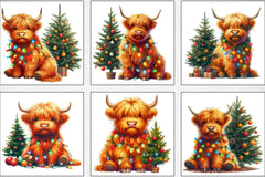 Cute Christmas Highland Cow Clipart Bundle 4 - CraftNest - Digital Crafting and Art