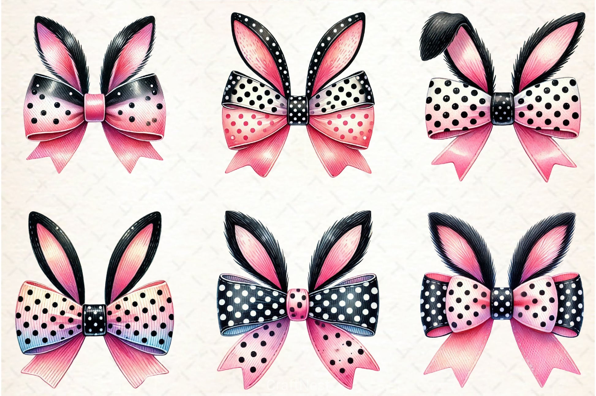 Easter Bunny Bow Clipart Bundle 2 - CraftNest - Digital Crafting and Art