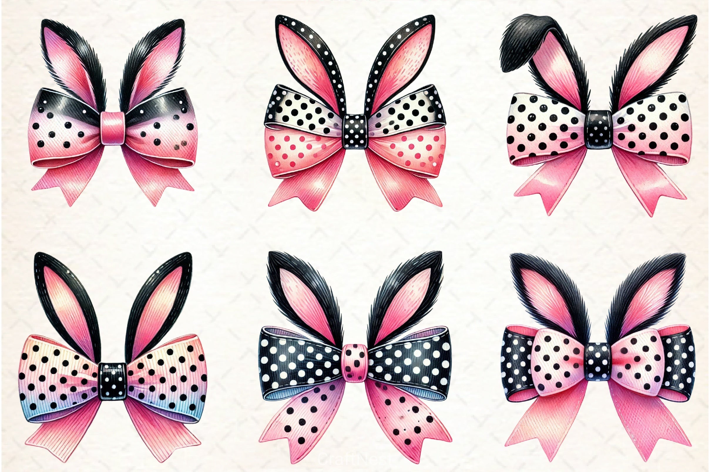 Easter Bunny Bow Clipart Bundle 2 - CraftNest - Digital Crafting and Art