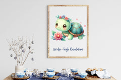 Turtle With Flower Clipart Bundle 2 - CraftNest - Digital Crafting and Art