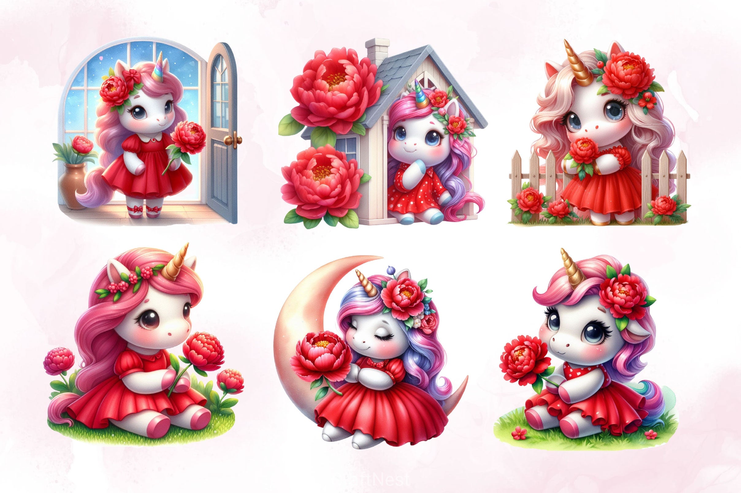 Cute Baby Unicorn Clipart Bundle 2 - CraftNest - Digital Crafting and Art