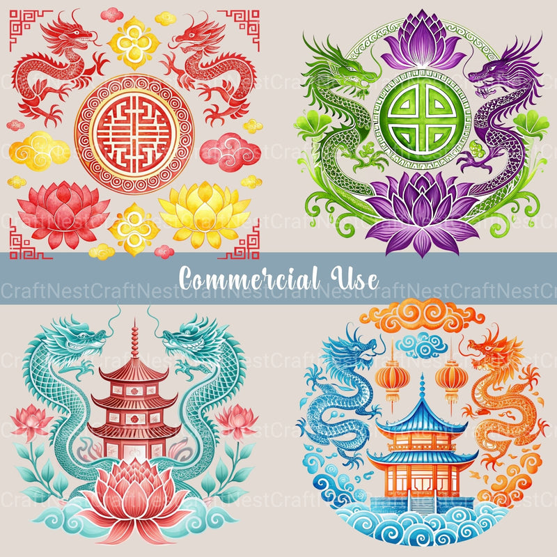 Chinoiserie Motif Clipart Bundle - CraftNest - Digital Crafting and Art