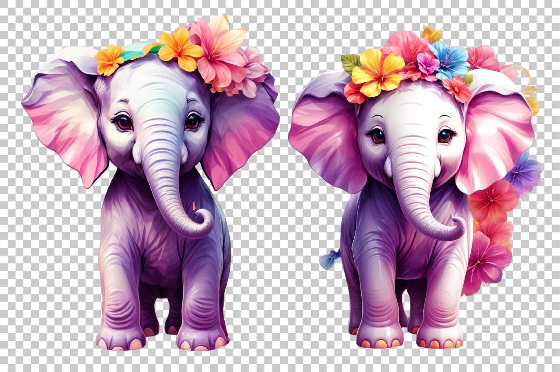 Pink Purple Girl Elephant 16 Clipart Bundle - CraftNest - Digital Crafting and Art