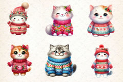 Cute Christmas Cat Clipart Bundle - CraftNest - Digital Crafting and Art