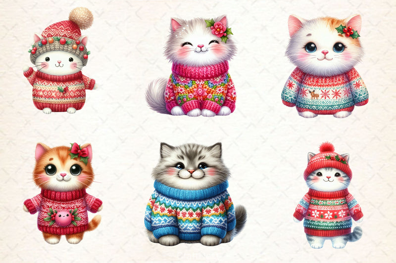 Cute Christmas Cat Clipart Bundle - CraftNest - Digital Crafting and Art