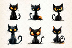 Halloween Black Scary Cat Clipart Bundle - CraftNest - Digital Crafting and Art