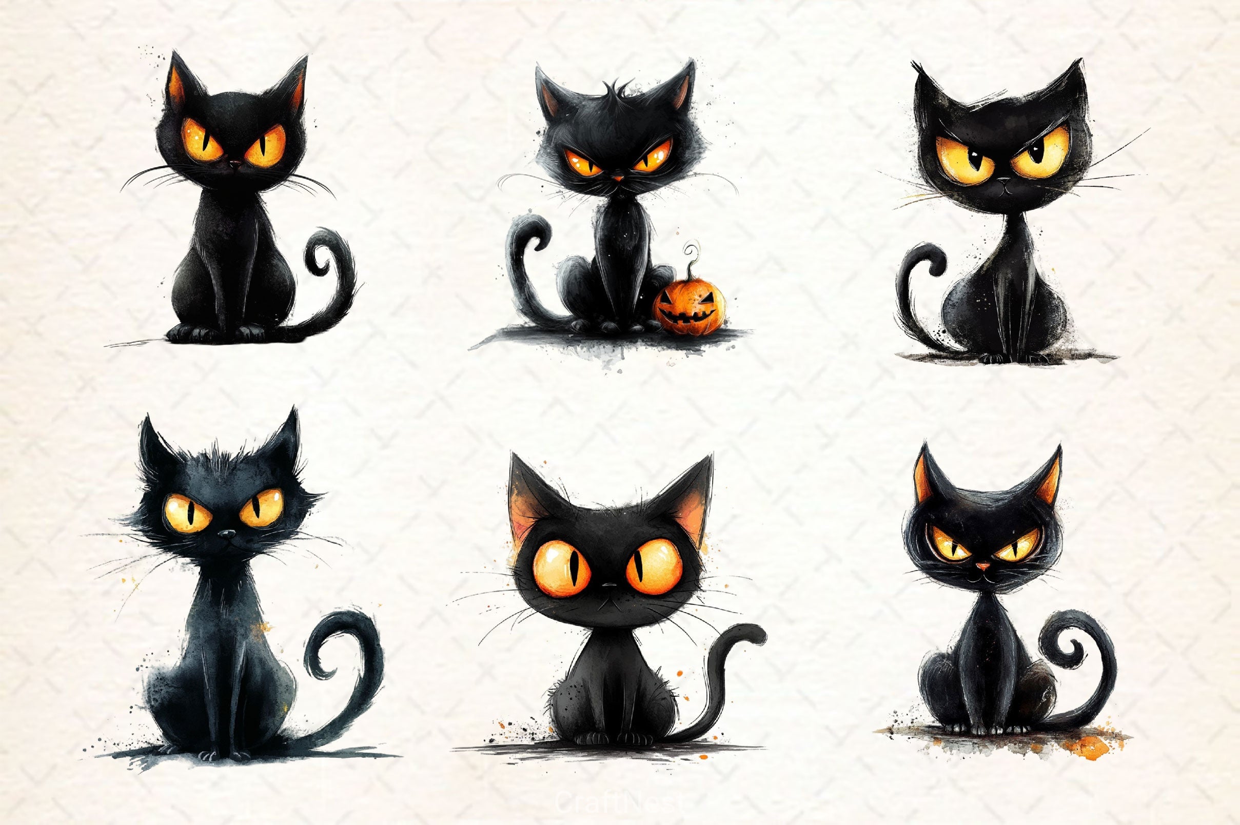 Halloween Black Scary Cat Clipart Bundle - CraftNest - Digital Crafting and Art