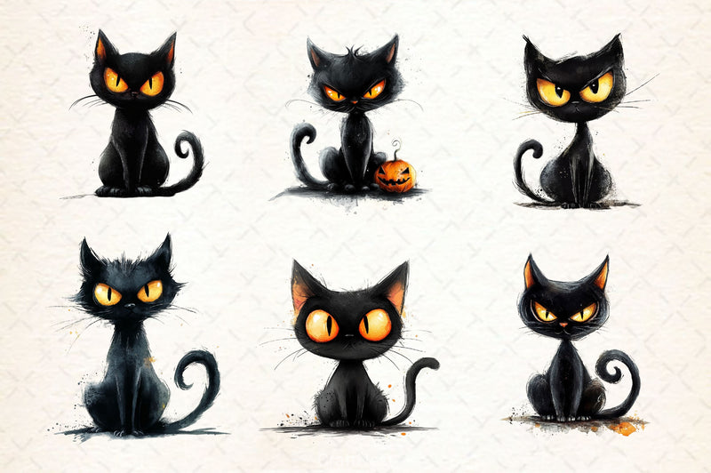 Halloween Black Scary Cat Clipart Bundle - CraftNest - Digital Crafting and Art