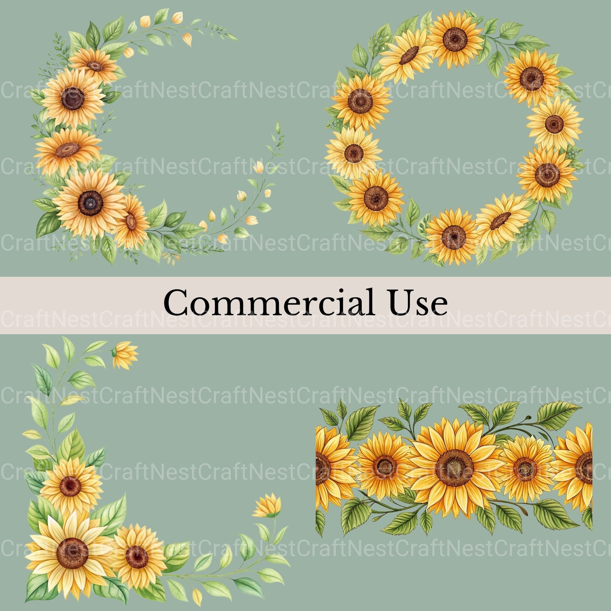 Sunflower Borders Clipart Bundle - CraftNest - Digital Crafting and Art