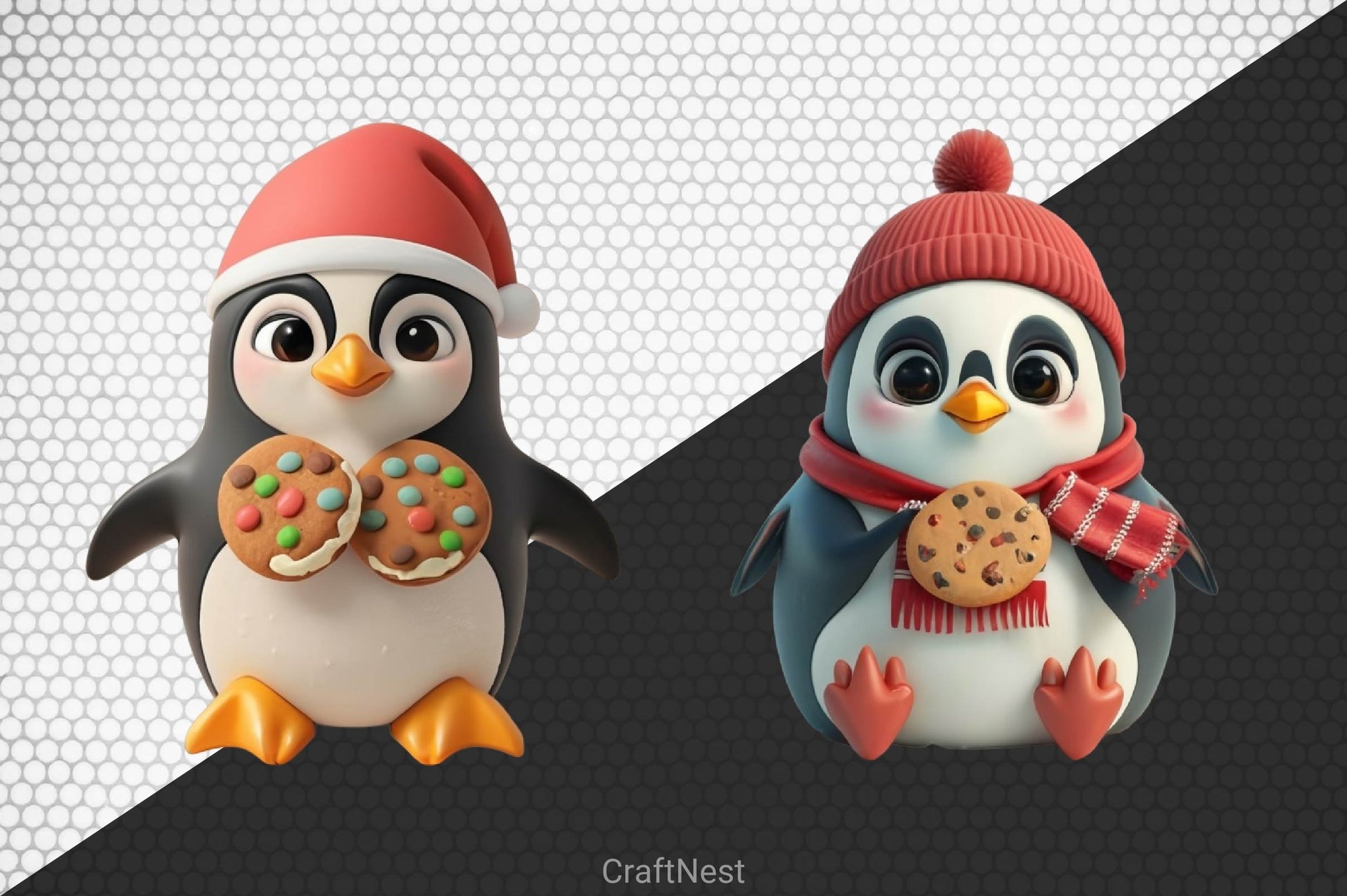 3D Christmas Cute Penguin Clipart Bundle - CraftNest - Digital Crafting and Art