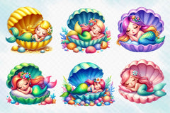Sleeping Mermaid Clipart Bundle - CraftNest - Digital Crafting and Art