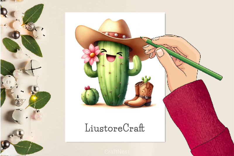 Pastel Western Cactus Clipart Bundle 2 - CraftNest - Digital Crafting and Art