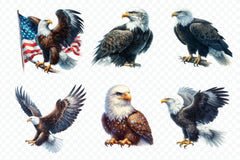 Patriotic Bald Eagle Clipart Bundle 6 - CraftNest - Digital Crafting and Art