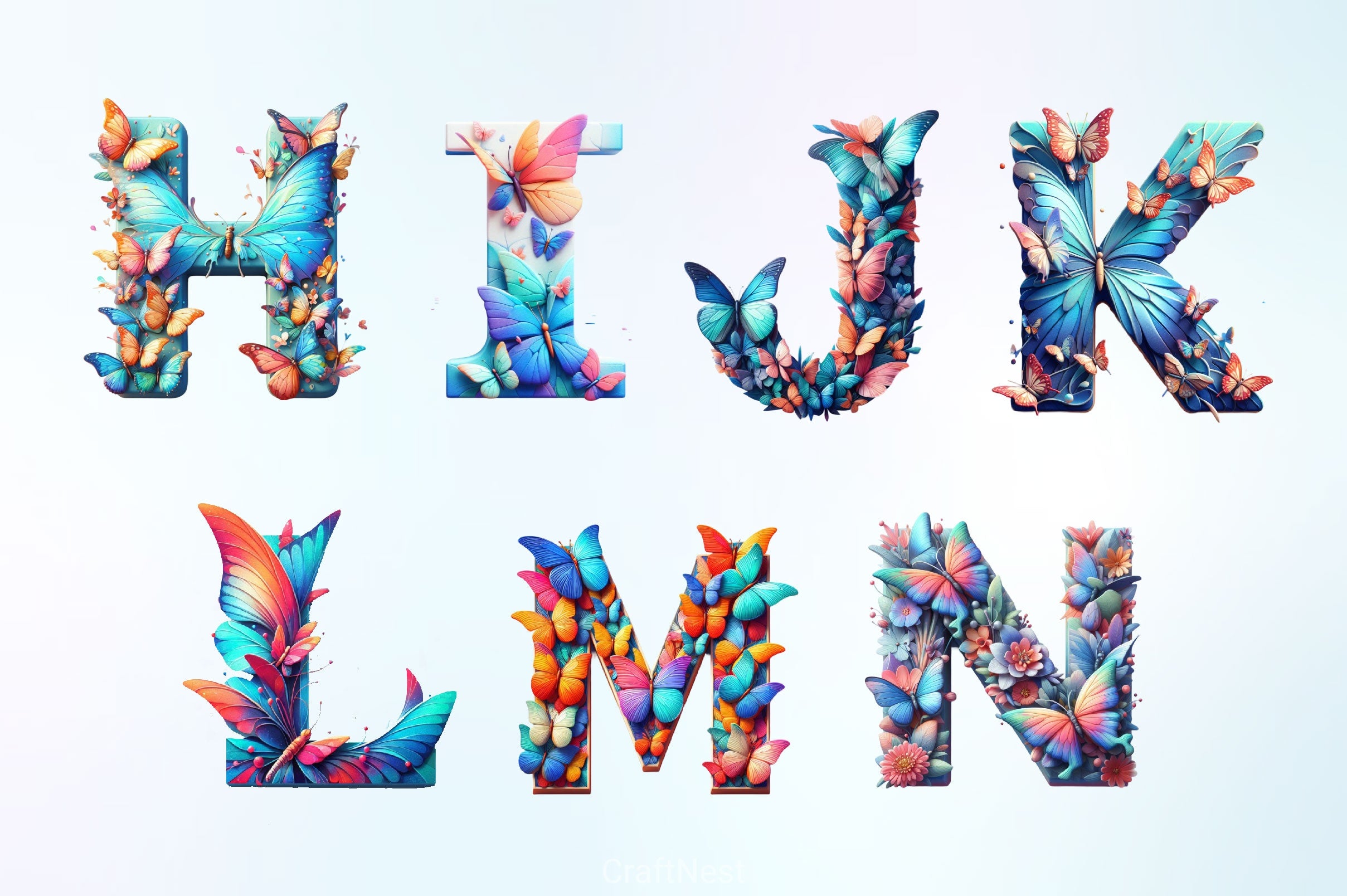 Butterfly Alphabet Clipart Bundle 2 - CraftNest - Digital Crafting and Art