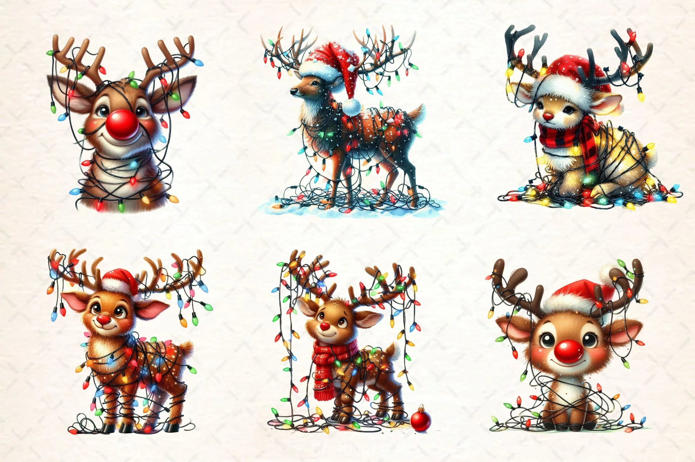Cute Reindeer Christmas Clipart Bundle 12 - CraftNest - Digital Crafting and Art