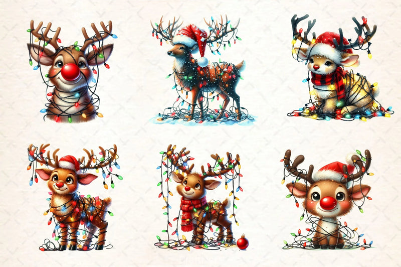Cute Reindeer Christmas Clipart Bundle 12 - CraftNest - Digital Crafting and Art