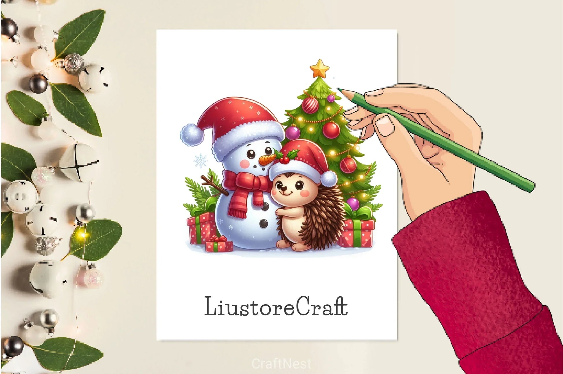Cute Christmas Hedgehog Clipart Bundle - CraftNest - Digital Crafting and Art