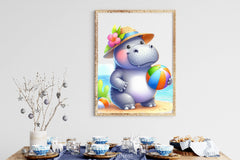 Funny Hippo In Pool Party Clipart Bundle 2 - CraftNest - Digital Crafting and Art