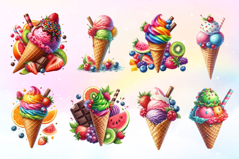 Summer Ice Cream Clipart Bundle 10 - CraftNest - Digital Crafting and Art