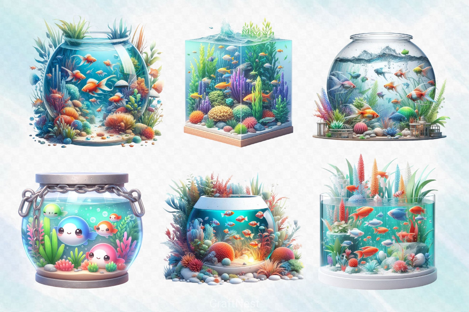 Fish Aquarium Clipart Bundle - CraftNest - Digital Crafting and Art