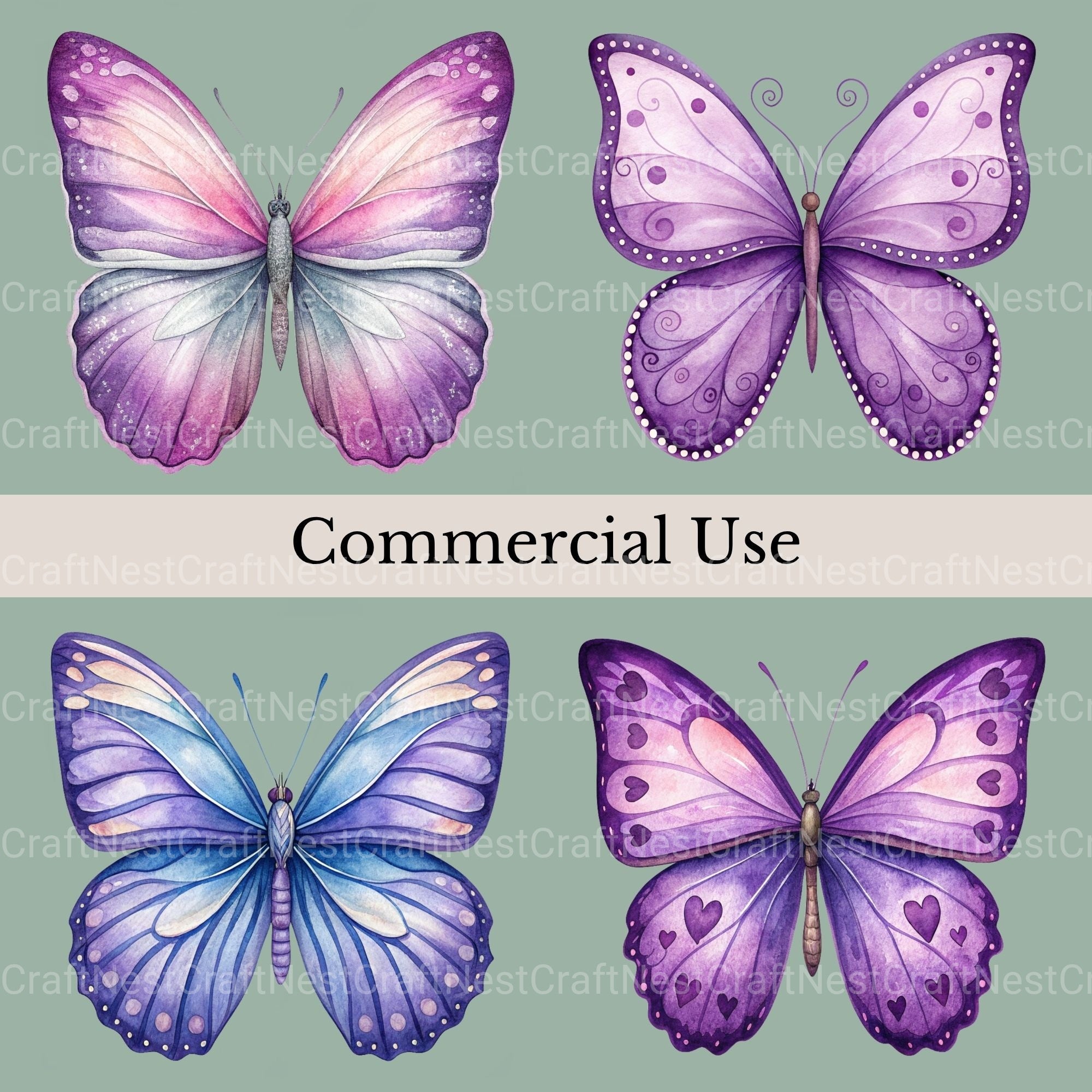 Purple Butterflies 2 Clipart Bundle - CraftNest - Digital Crafting and Art