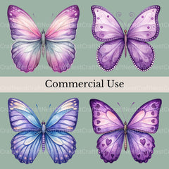 Purple Butterflies 2 Clipart Bundle - CraftNest - Digital Crafting and Art