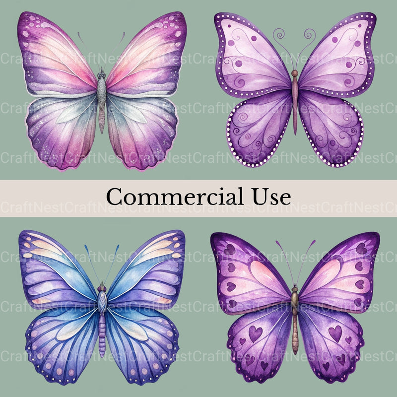 Purple Butterflies 2 Clipart Bundle - CraftNest - Digital Crafting and Art