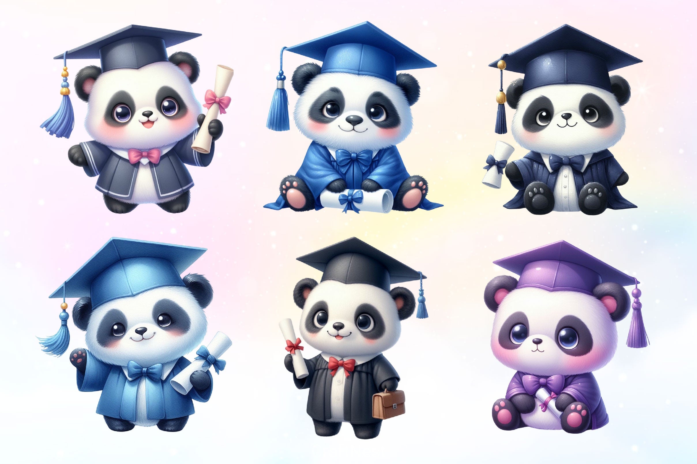 Graduation Panda Clipart Bundle - CraftNest - Digital Crafting and Art