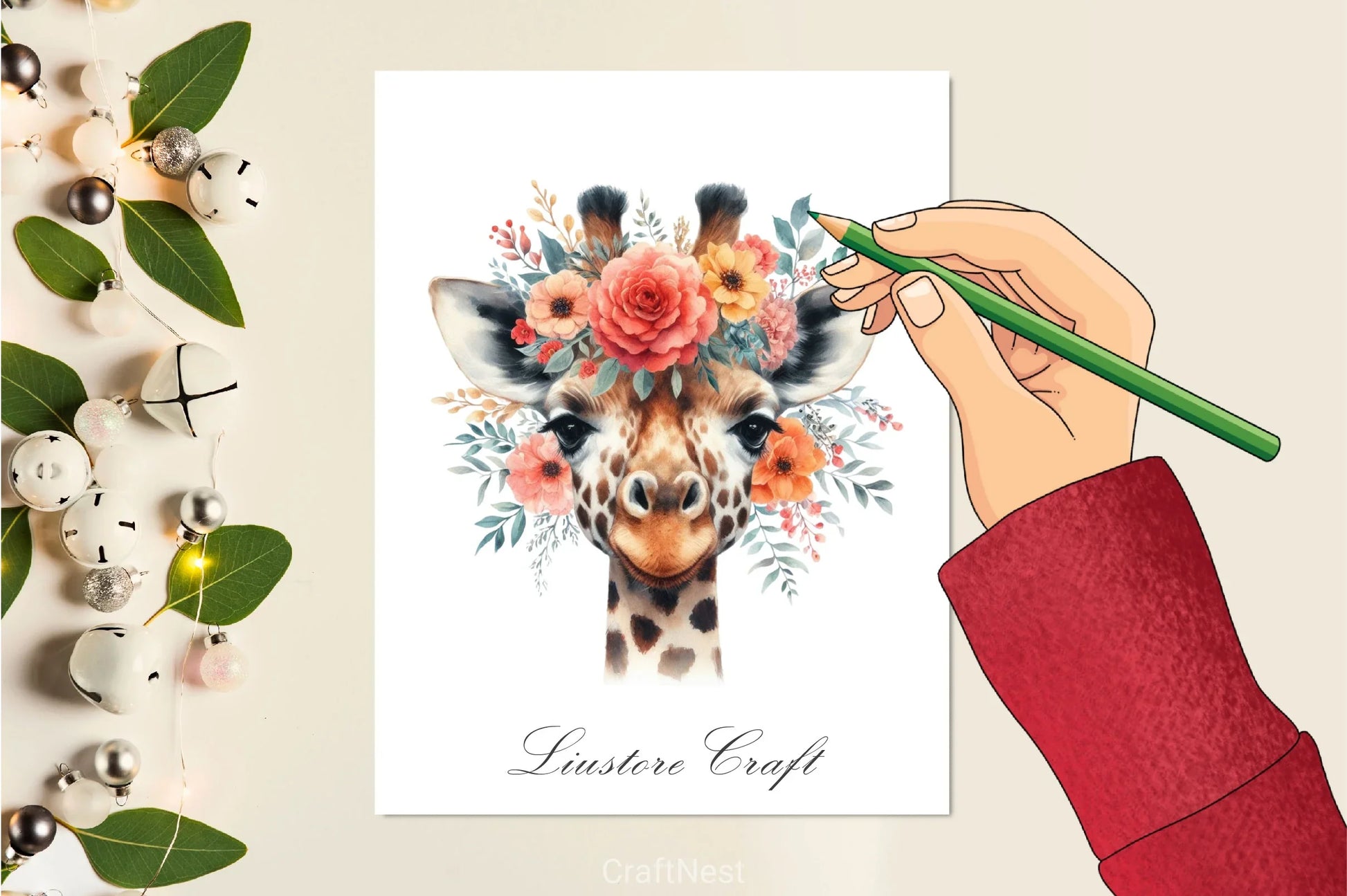 Floral Giraffe Clipart Bundle - CraftNest - Digital Crafting and Art