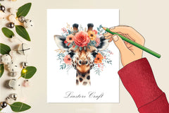 Floral Giraffe Clipart Bundle - CraftNest - Digital Crafting and Art