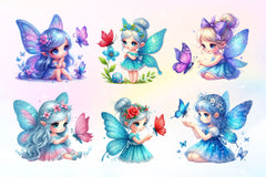 Cute Fairy With Butterfly Clipart Bundle 2 - CraftNest - Digital Crafting and Art